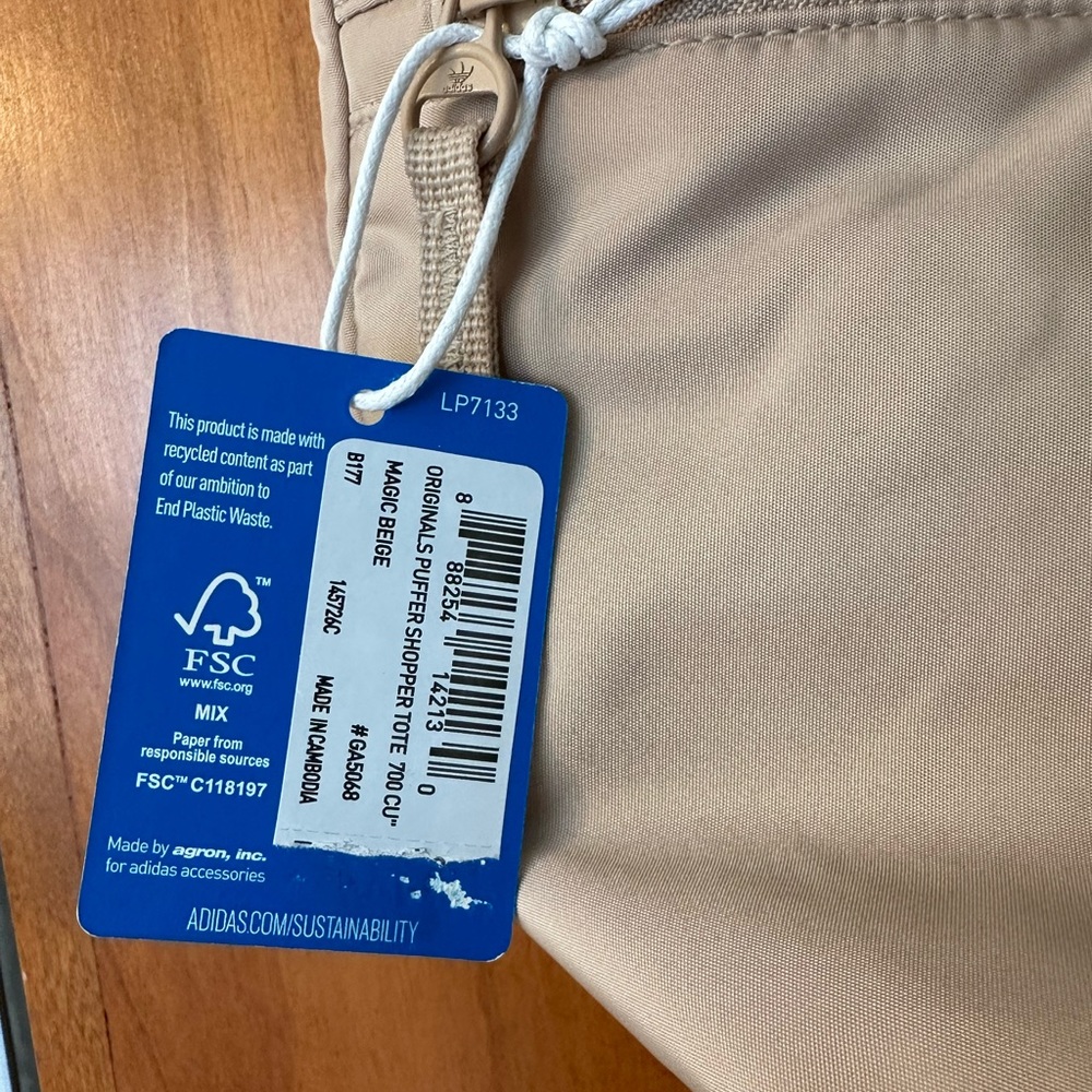 Adidas Originals Puffer Tote in Magic Beige - Picture 9 of 9
